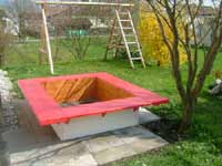 kinder, geschenk, holzsandkasten, sandkasten